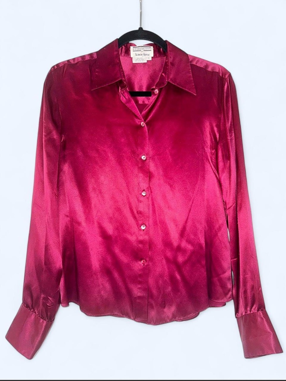 Vintage Starington for Neiman Marcus burgundy silk button-up blouse
